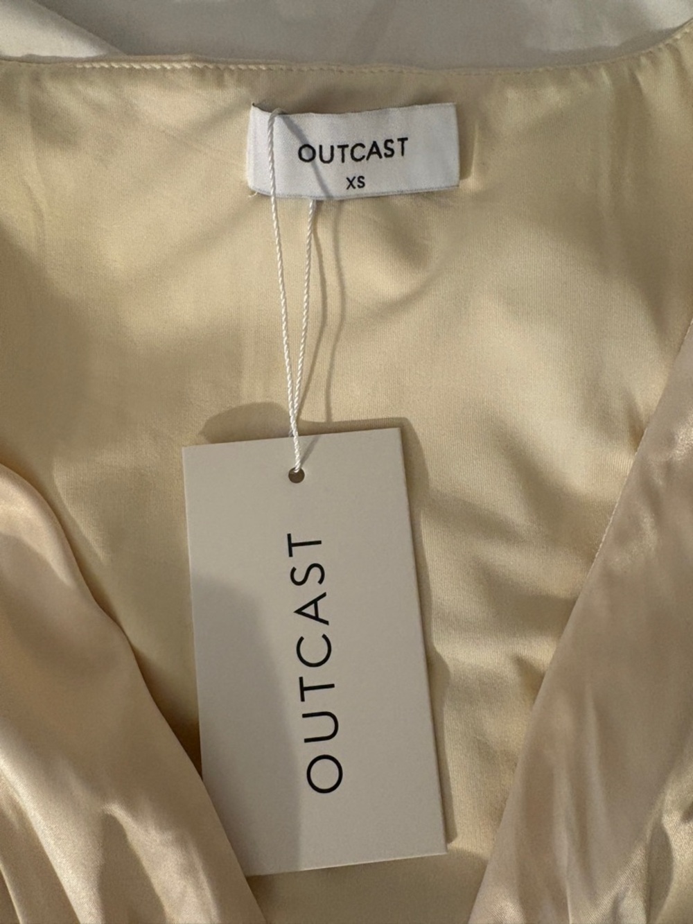 Outcast Cream Satin Ruffle Mini Dress - Picture 3 of 3